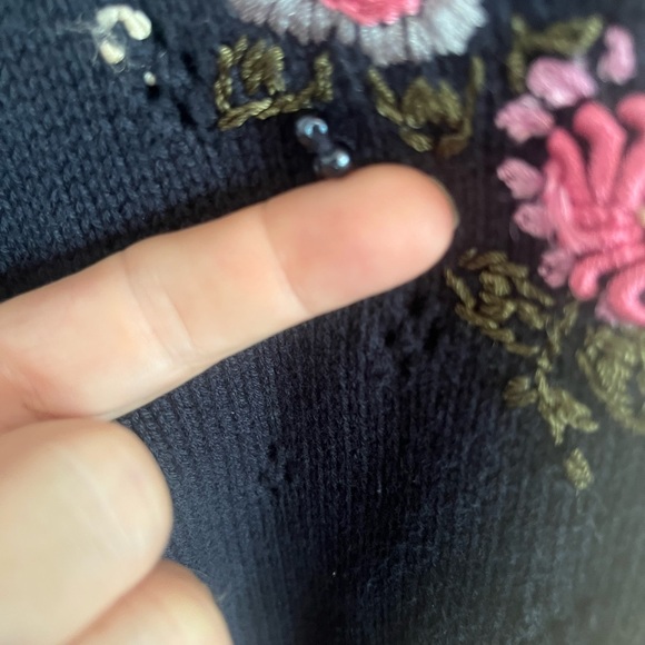 Vintage northern traditions cardigan embroidery florals beaded Grannycore M - Picture 3 of 6